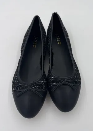 JCrew Ballet Flats Fall Tweed with Cap Toe Women's Size 8 Black White Academia thumbnail 1