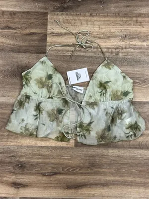 NEW Princess Polly Mauro Green Tie Halter Top Women’s 12 thumbnail 2