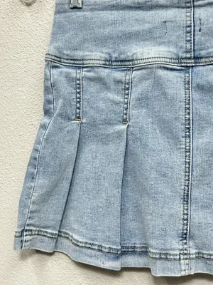 Y2K Denim Micro Mini Skirt Size Small Pleated Ruffle Bratz Indie Coquette Tennis thumbnail 7