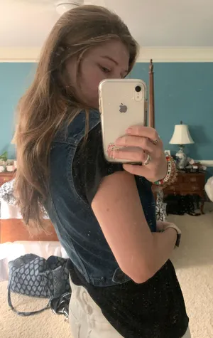 Denim Embroidered Jean Vest Blue Size L thumbnail 2