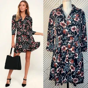 Lulus‎ Such a Beauty Black Floral Button-Up Dress thumbnail 2
