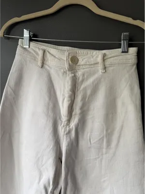 Zara The Marine Straight White Cropped Raw Hem Jeans Size EUR 34 / US 2 thumbnail 9