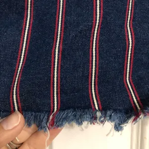 American Eagle Blue/Red Striped Super Stretch Hi Rise‎ Mini Denim Skirt size 14 thumbnail 4