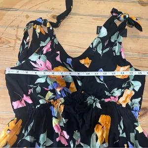 Lulus Beloved Bae Black Floral Print Tie-Strap Tiered Maxi Dress thumbnail 7