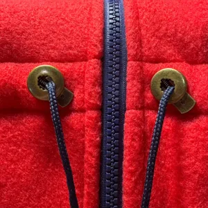 Cabelas Red 1990's Vintage Fleece Jacket Womens XL Full‎ Zip Drawstring Waist thumbnail 5