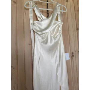 NWT Lulus Start of Forever Ivory Satin Halter Mermaid Maxi Dress Wedding Gown S thumbnail 6