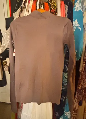 Free People Mauve Taupe Long-Sleeve Turtleneck with thumb holes thumbnail 1