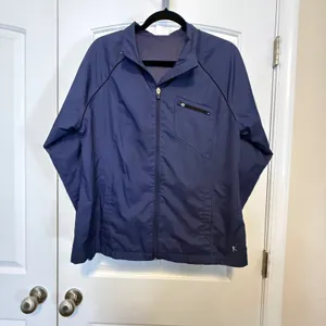 Danskin Now Womens Navy Blue Mesh Lined Full Zip Windbreaker Jacket Large 12-14 thumbnail 2