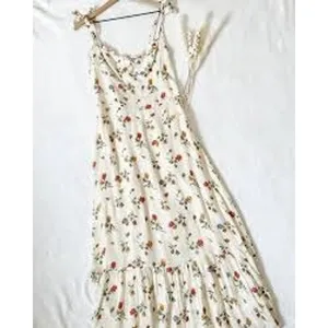 Reformation Midi Dress Women 12 Ivory Floral Nikita Tie Strap‎ Ruffle Summer thumbnail 2