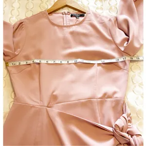 Lulus Believe It or Knot Rose Pink Long Sleeve Tie-Front Skater Dress NWT size M thumbnail 9