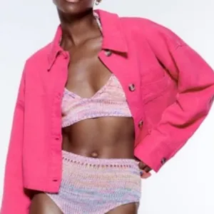 ZARA CROPPED COTTON Pink Jacket‎ /Over shirt Size M thumbnail 2