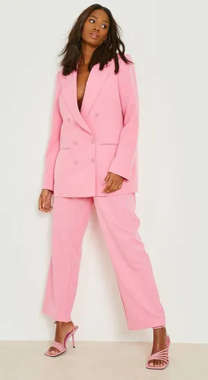 Boohoo NWT Pleat Front Tailored Trousers Candy Pink thumbnail 7