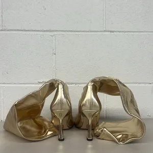 Franco Sarto sz8 Alta vintage nostalgic gold heeled boots calf sexy pointed toe thumbnail 6