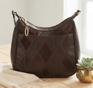 Vintage Cabin Creek Brown Patchwork Leather Shoulder Bag Western Boho Y2K Purse thumbnail 1