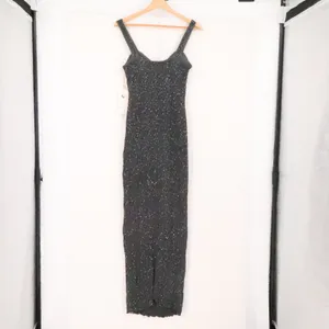 Sara Mique Sequin Stretch Maxi Dress Womens Size S Slate Grey 90s Minimalist thumbnail 4