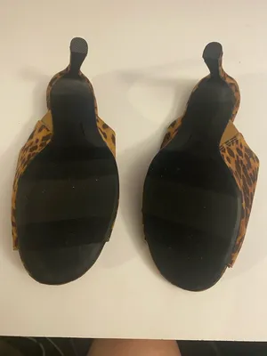 Wild Pair Leopard Print Lace-Up Mules - Brown thumbnail 10