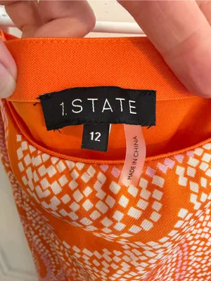 1.STATE Orange Pink Paisley Print Satin Midi Skirt Lined‎ Size 12 thumbnail 4