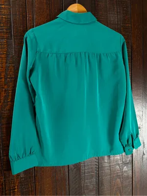 Vintage Pendleton Emerald Green Long-Sleeve Button-Front Blouse thumbnail 8