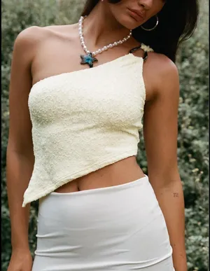Princess Polly One Shoulder Top | US 2 | very light yellow | never worn thumbnail 1