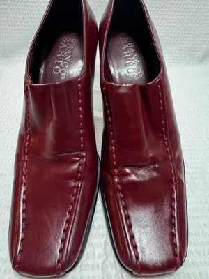Vintage Franco sarto Women's Burgundy faux Leather Mid-Heel Loafers thumbnail 5