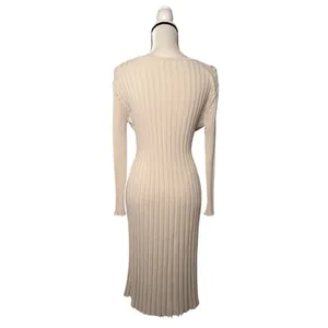DISSH Beige Ribbed Knit Midi Dress Size L thumbnail 2