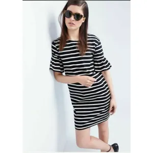 J Crew Ruffled Bell Sleeve Shift Dress Black White Stripe NEW NWT Size XS thumbnail 2