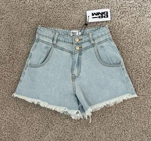 Princess Polly Light Blue High-Waist Denim Shorts thumbnail 1