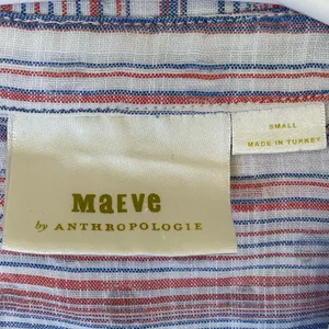 Maeve Anthropologie Breckenridge Striped‎ Polka Dot Button Boho Shirt Size S thumbnail 6