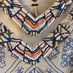 Free People Ancient Mystery Beaded Shift Dress In Tea Combo Size M thumbnail 4