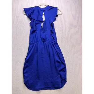 BCBGeneration‎ Mini Dress Womens XS Blue Flutter Sleeve Surplice V-Neck Cocktail thumbnail 9