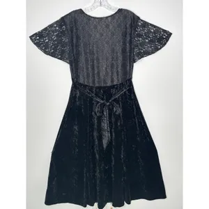 Vintage 1990s Ms. Choice Black Lace & Velvet Maxi Dress Made in USA large thumbnail 5