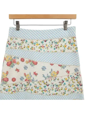 Anthropologie Odille Floral Striped Patchwork Seersucker Sassafras Skirt 2 thumbnail 3