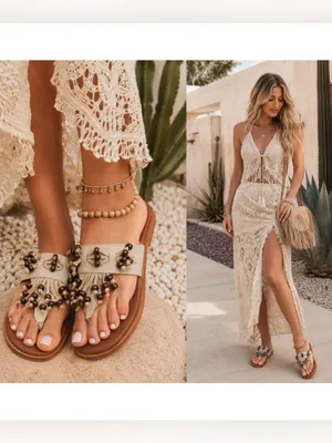 Free People Sadie fringe beaded leather sandals boho summer NEW 9 thumbnail 2