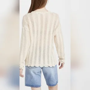 Paige Kuzuyu Ecru Crochet Sweater Women’s XL Cottage core Bohemian‎ thumbnail 6