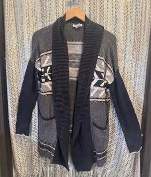 Western, boho-Aztec Southwest-style open-front cardigan, size M thumbnail 1