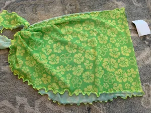 Kulani Kinis Mini Mesh Sarong - Lime Green Floral Cover-up Sarong Sz S NWT thumbnail 1