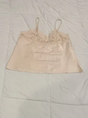 Wacoal Lace Trim Satin Camisole Top - Cream/Ivory - Women’s Size M thumbnail 2
