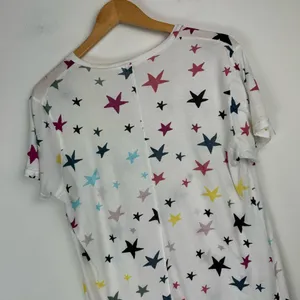 Monrow Womens Vneck Colorful Star Print Tshirt Sz Large Cotton thumbnail 12