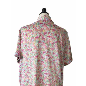 Cabernet Floral Satin Pajama Set XL Button Front Short Sleeve Lounge Sleepwear thumbnail 8