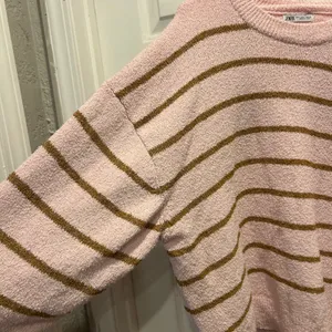ZARA Women's Pink Brown Stripe Cozy Chenille Knit Sweater‎ Pullover Size Large thumbnail 3