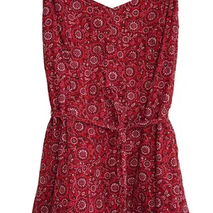 Loft Red‎ Bandana Floral Paisley Midi Dress Adjustable Straps Tie Waist Sleeveless thumbnail 4