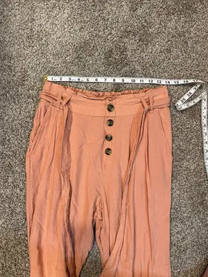 American Eagle Linen Blend Paperbag Pants in Pink Size Medium thumbnail 8