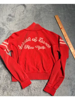 Free people school of dance New York Red Zip-Front Track Jacket sweatshirt small thumbnail 2