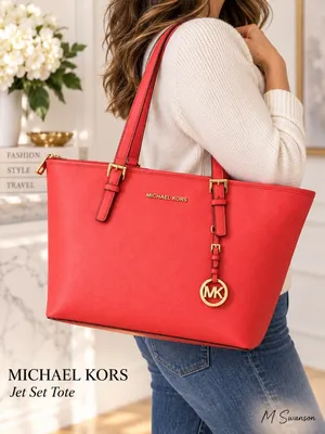 Michael Kors Jet Set Large Saffiano Leather Tote Coral thumbnail 3