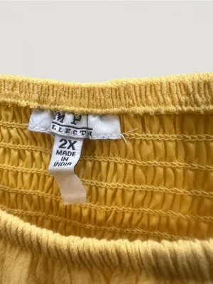 Women’s Plus Size 2X Yellow Square Neck Puff Sleeve Tiered Midi Dress thumbnail 2