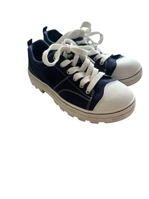 Skechers Women's 7 Navy Blue White Cap Toe Lace Up Trainers‎ Casual Sneakers thumbnail 2