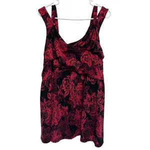 Torrid Red and Black Rose Criss Cross Babydoll Sleeveless Top Plus Size 5X thumbnail 3