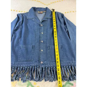 Dont Mess With Texas‎ Denim Fringe Maxi Dress and Jacket Set Blue Medium Vintage thumbnail 3