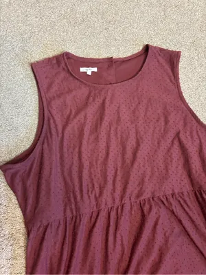 Maurices Rust Maroon Burgundy Swiss Dot Tiered Sleeveless Casual Dress thumbnail 7