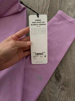 Nwt Alo Yoga Lilac Ribbed High-Waist 7/8 Blissful Legging (Xs) thumbnail 4